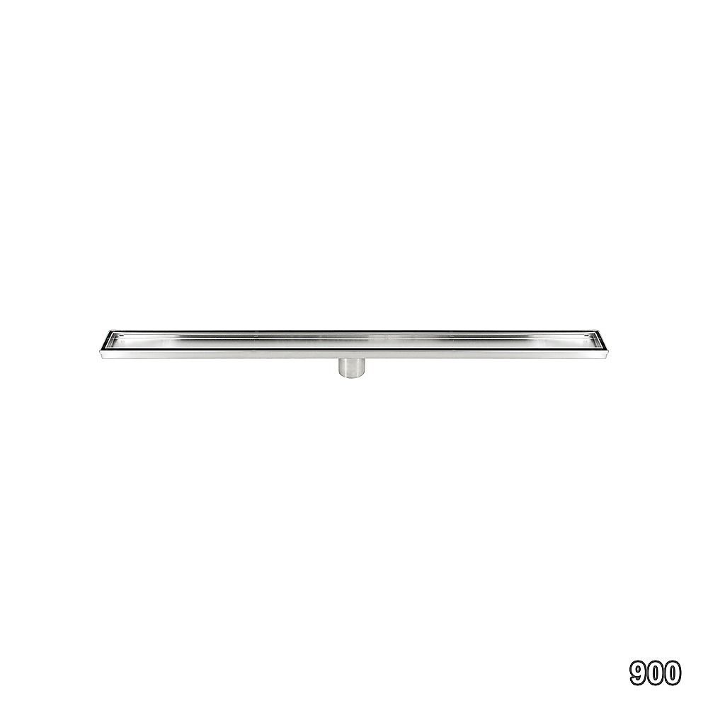 Tile Insert Bathroom Shower Stainless Steel Grate Drain 900mm with Centre Outlet Floor Waste