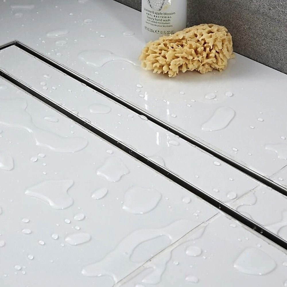 Tile Insert Bathroom Shower Stainless Steel Grate Drain 1200mm with Centre Outlet Floor Waste