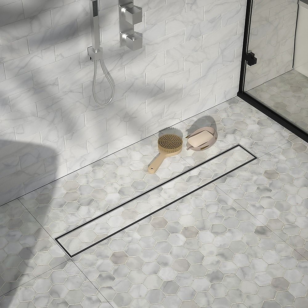 Tile Insert Bathroom Shower Stainless Steel Grate Drain 1200mm with Centre Outlet Floor Waste