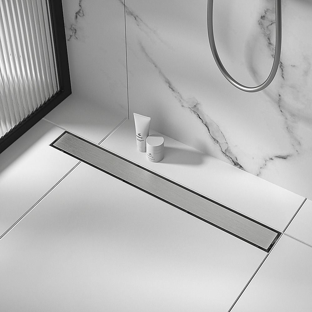 Tile Insert Bathroom Shower Stainless Steel Grate Drain 1200mm with Centre Outlet Floor Waste