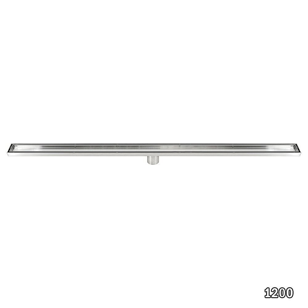 Tile Insert Bathroom Shower Stainless Steel Grate Drain 1200mm with Centre Outlet Floor Waste