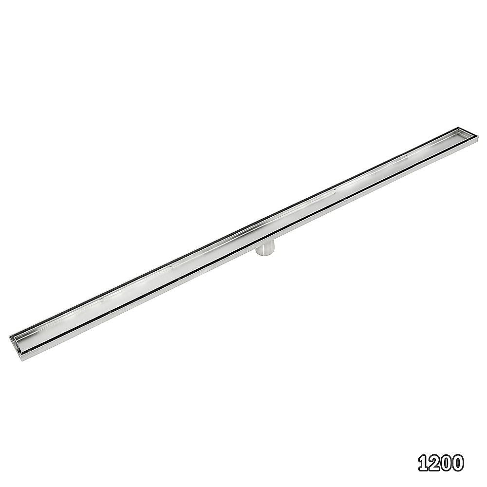 Tile Insert Bathroom Shower Stainless Steel Grate Drain 1200mm with Centre Outlet Floor Waste