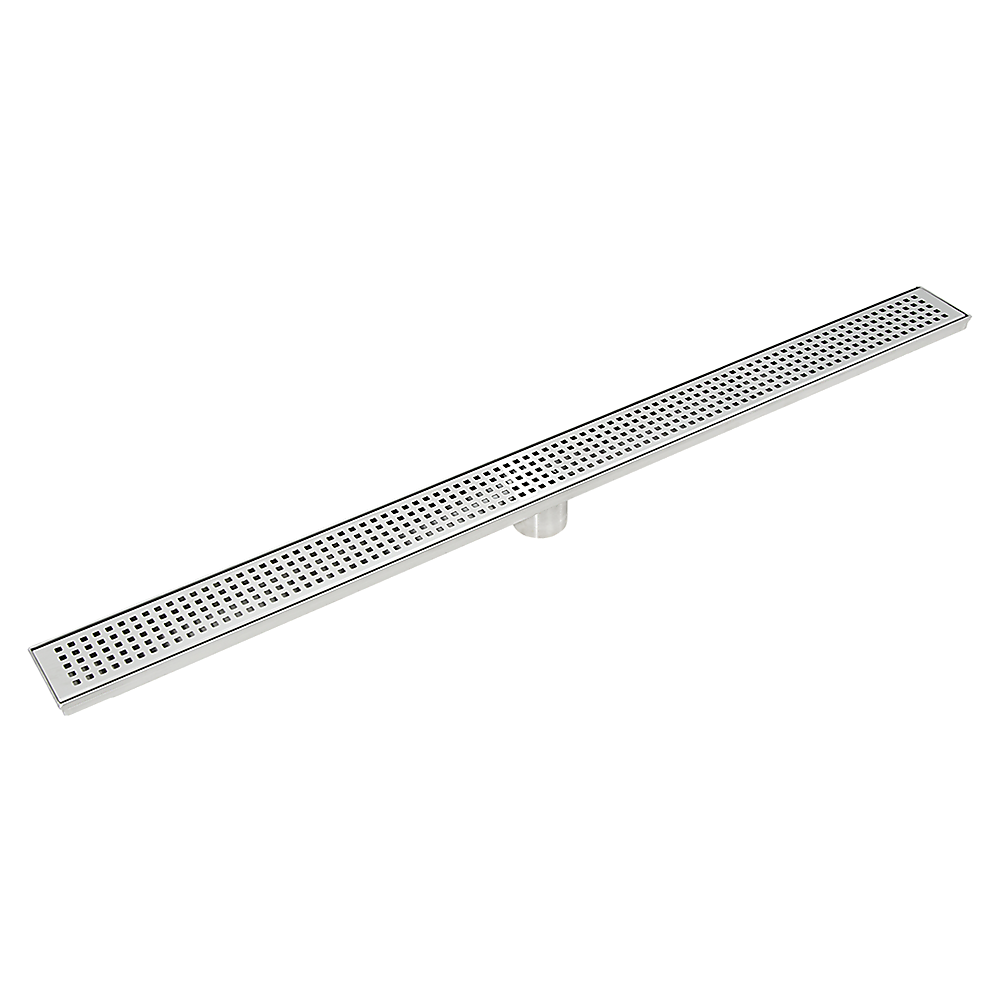 Bathroom Shower Grate Drain 900mm Stainless Steel with Center Outlet & Square Pattern