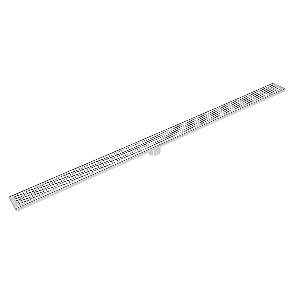 Bathroom Shower Stainless Steel Grate Drain 1200mm with Centre Outlet Floor Waste Square Pattern