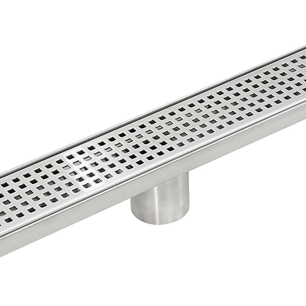 Bathroom Shower Stainless Steel Grate Drain 1200mm with Centre Outlet Floor Waste Square Pattern