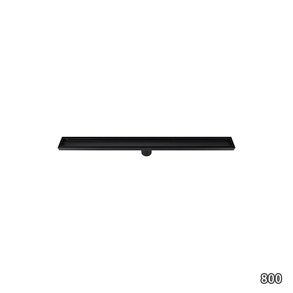 Tile Insert Shower Bathroom Black Grate Drain 800mm with Centre Outlet Floor Waste