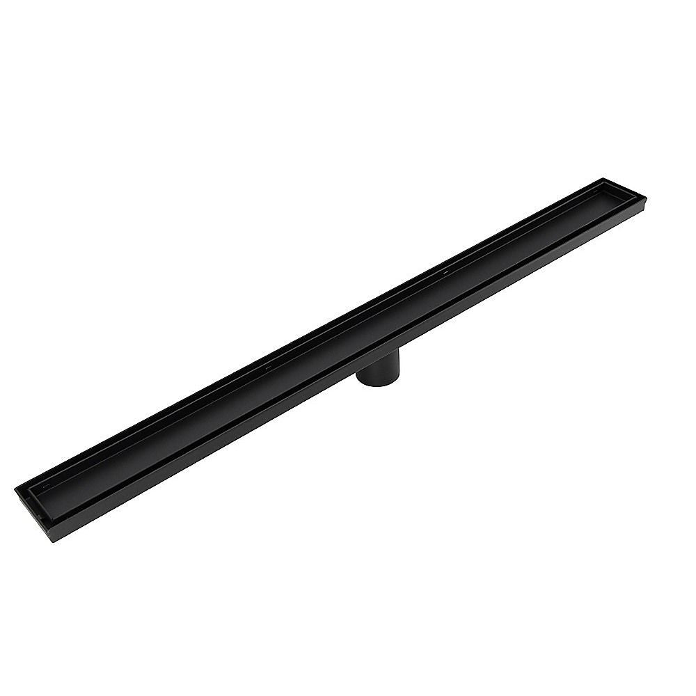 Tile Insert Shower Bathroom Black Grate Drain 800mm with Centre Outlet Floor Waste