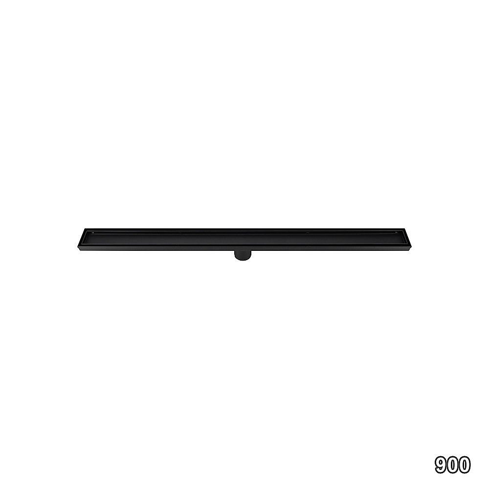 Tile Insert Shower Grate Drain 900mm Black with Centre Outlet