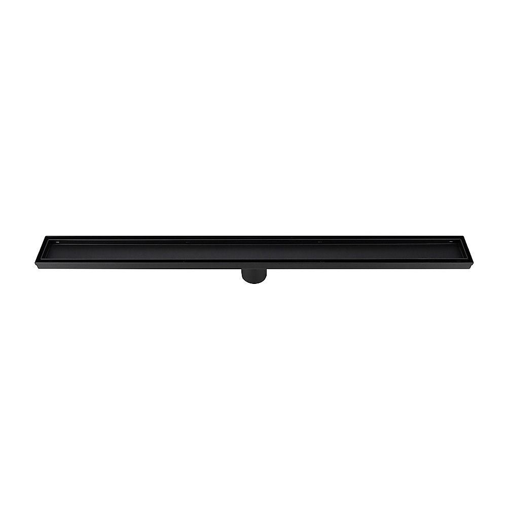 Tile Insert Shower Grate Drain 900mm Black with Centre Outlet