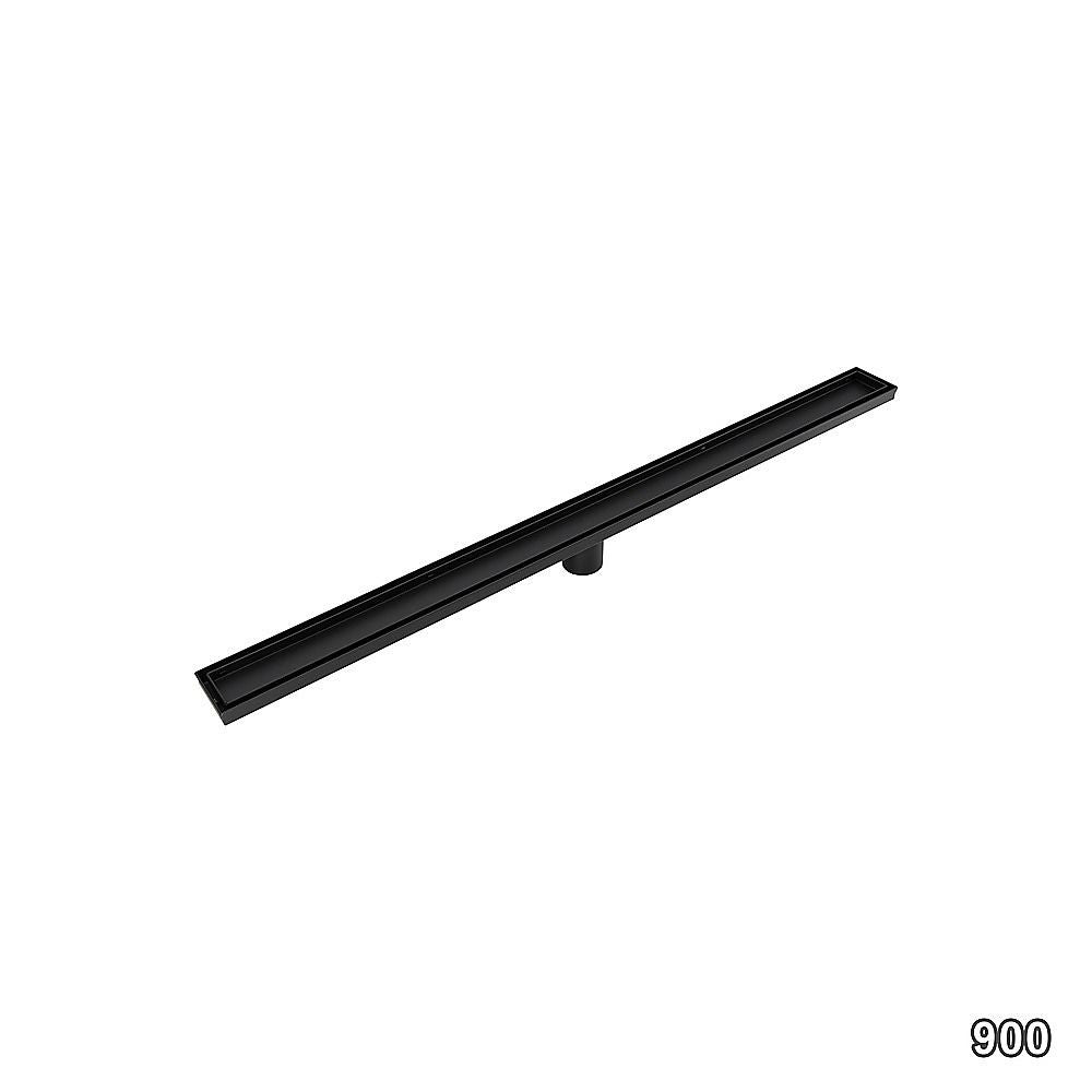 Tile Insert Shower Grate Drain 900mm Black with Centre Outlet