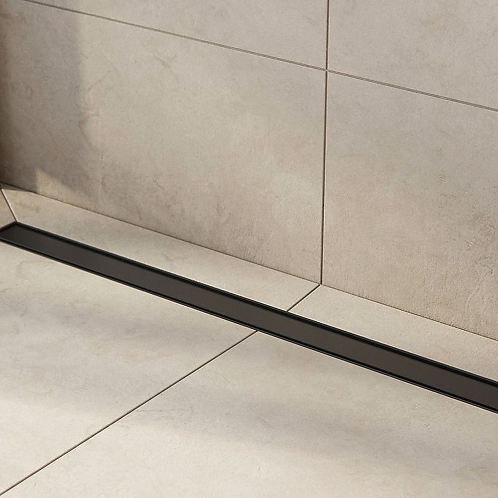 Tile Insert Bathroom Shower Black Grate Drain 1000mm with Centre Outlet Floor Waste