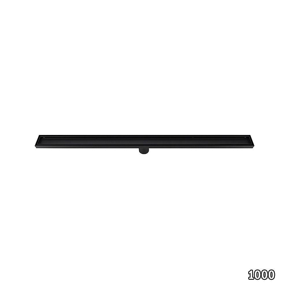 Tile Insert Bathroom Shower Black Grate Drain 1000mm with Centre Outlet Floor Waste