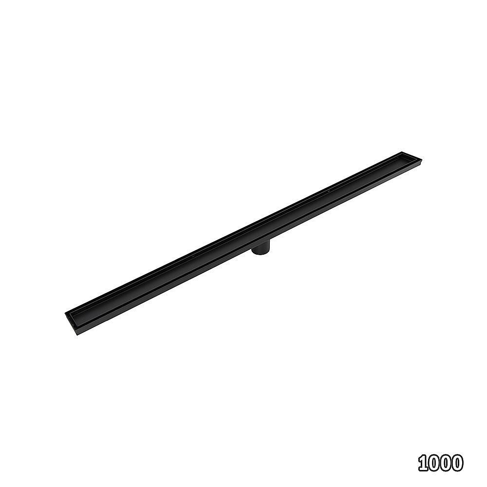 Tile Insert Bathroom Shower Black Grate Drain 1000mm with Centre Outlet Floor Waste