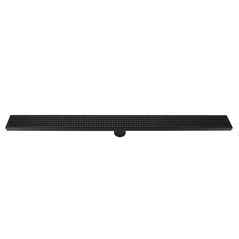 Bathroom Shower Black Grate Drain 900mm with Centre Outlet Floor Waste Square Pattern