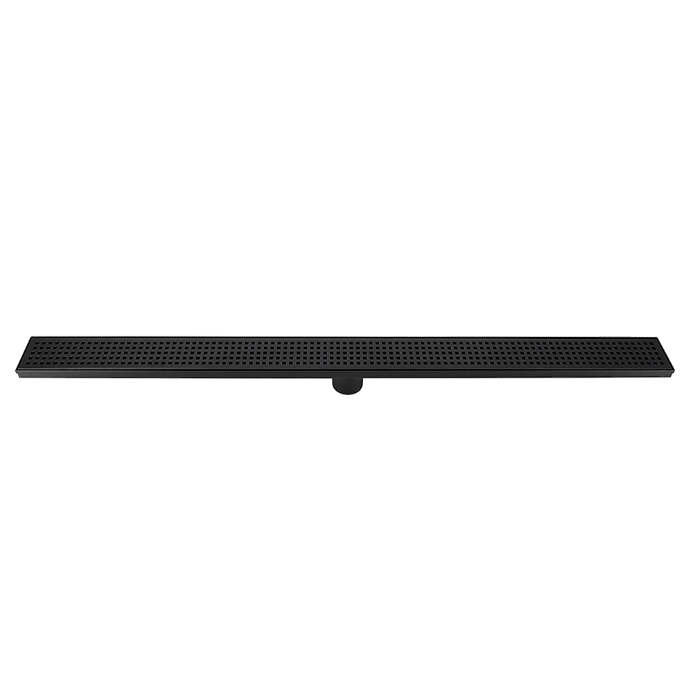 Bathroom Shower Black Grate Drain 1000mm with Centre Outlet Floor Waste Square Pattern
