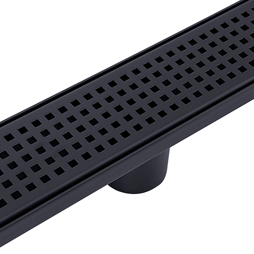 Bathroom Shower Black Grate Drain 1000mm with Centre Outlet Floor Waste Square Pattern