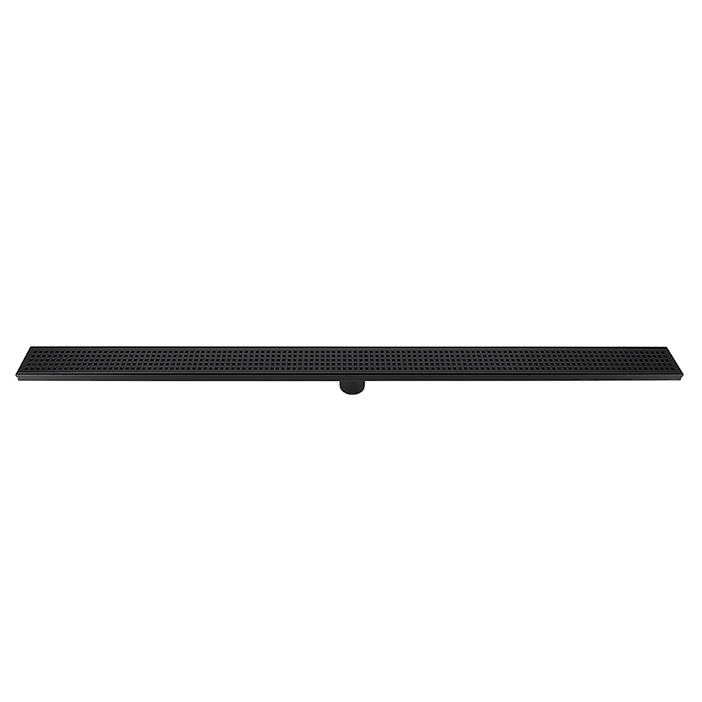 Bathroom Shower Black Grate Drain 1200mm with Centre Outlet Floor Waste Square Pattern
