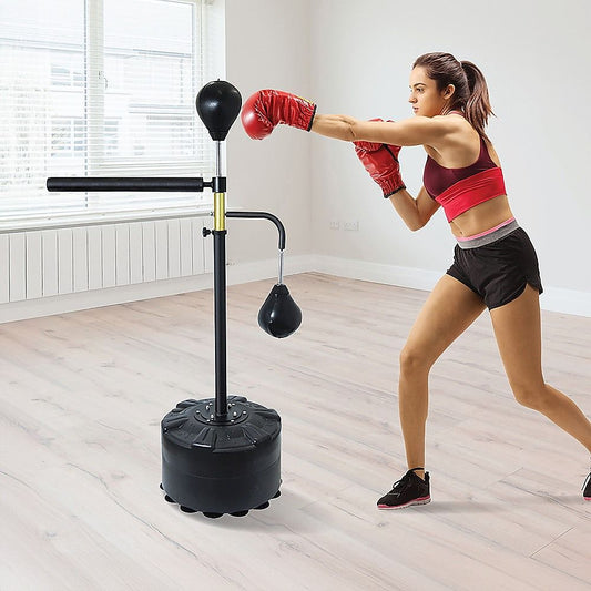 Punching Bag Speedball Boxing Reflex Training Target Dummy Free Standing - Black