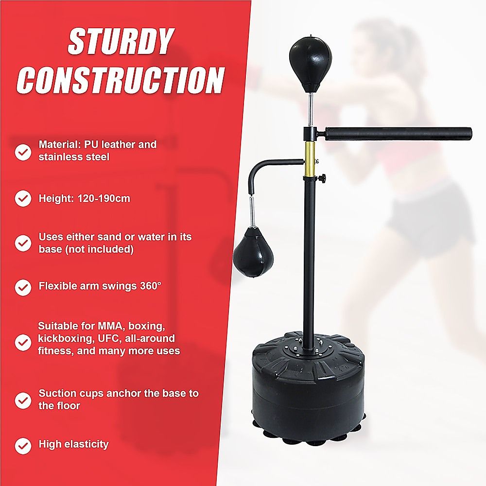 Punching Bag Speedball Boxing Reflex Training Target Dummy Free Standing - Black