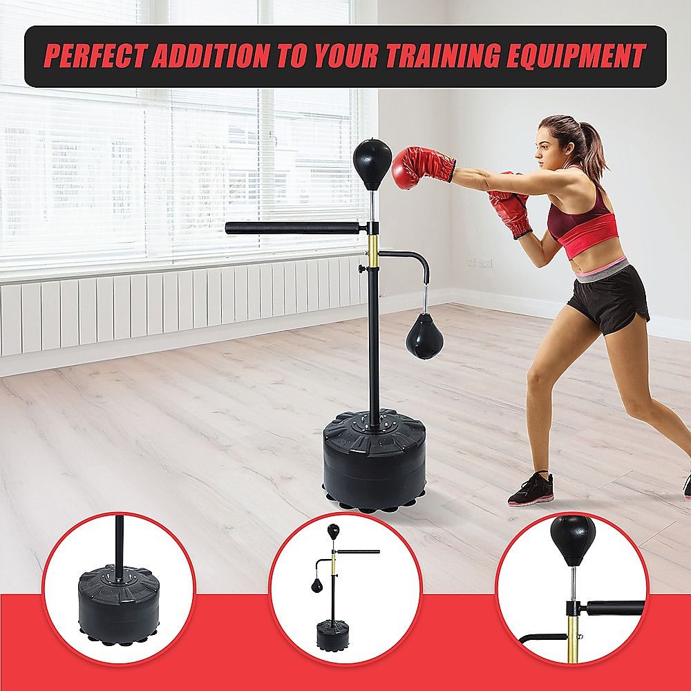 Punching Bag Speedball Boxing Reflex Training Target Dummy Free Standing - Black