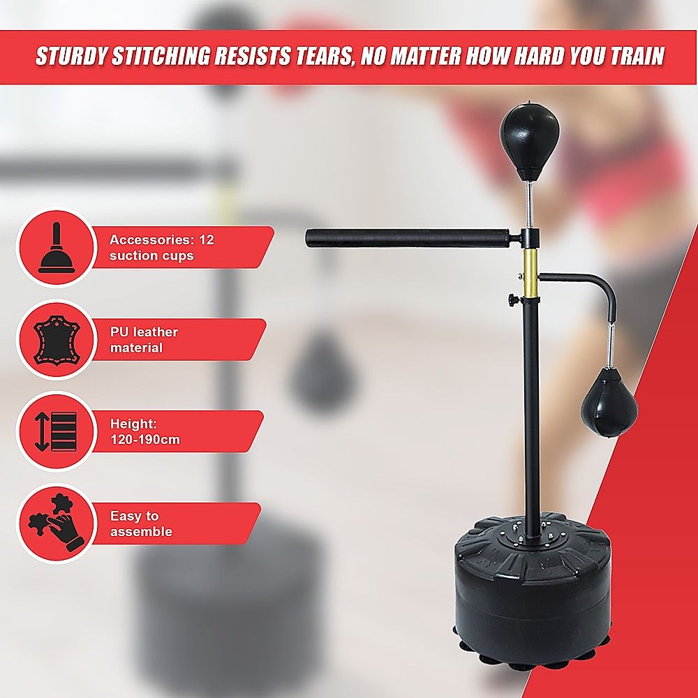 Punching Bag Speedball Boxing Reflex Training Target Dummy Free Standing - Black