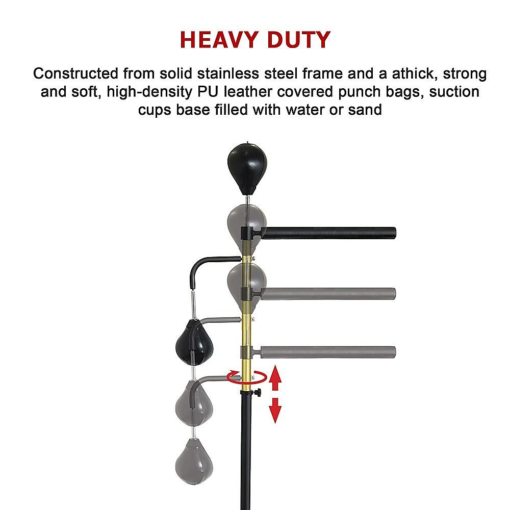 Punching Bag Speedball Boxing Reflex Training Target Dummy Free Standing - Black