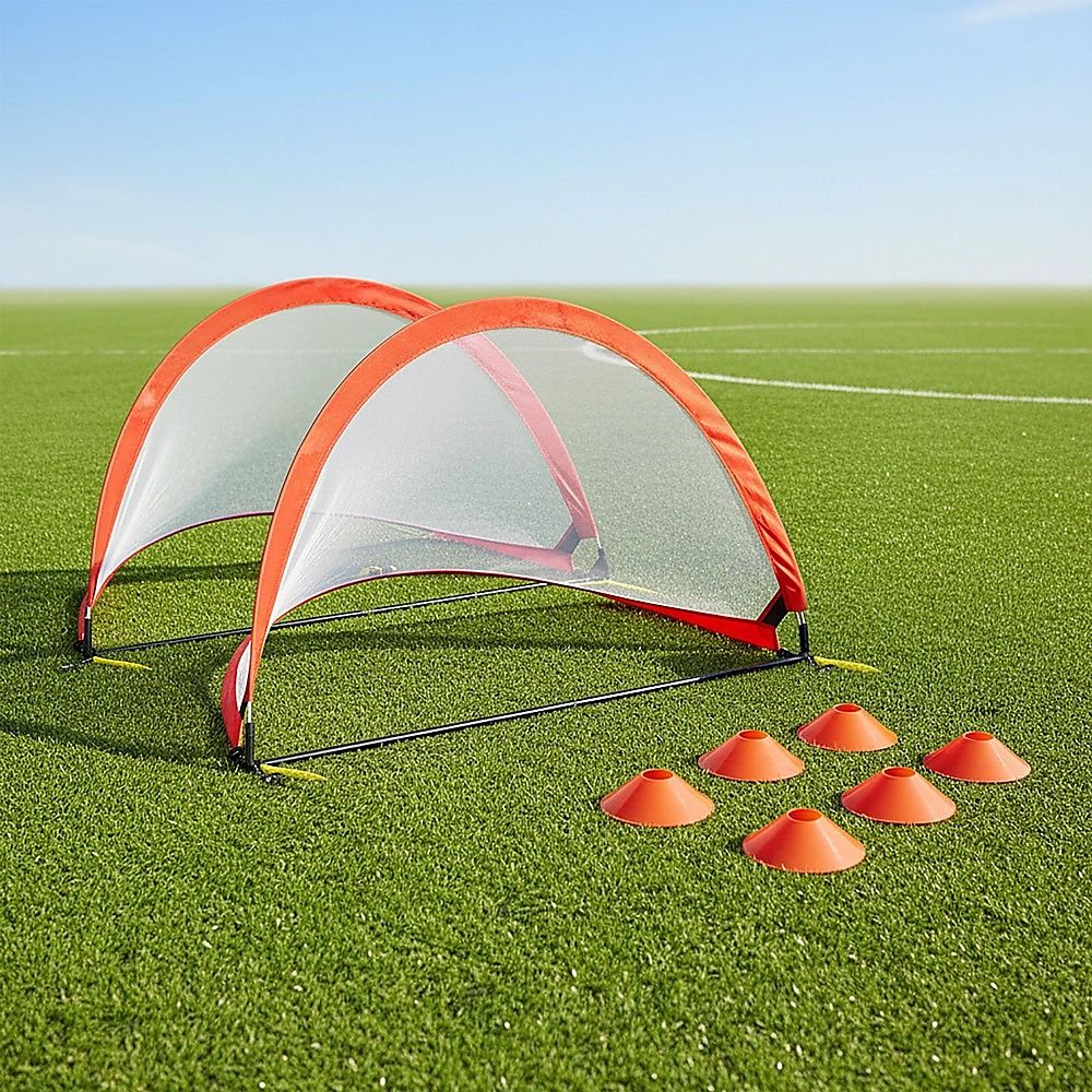 Kids Soccer Goals Set Portable 2 Pop Up Soccer Goals Cones Goal Carry Bag