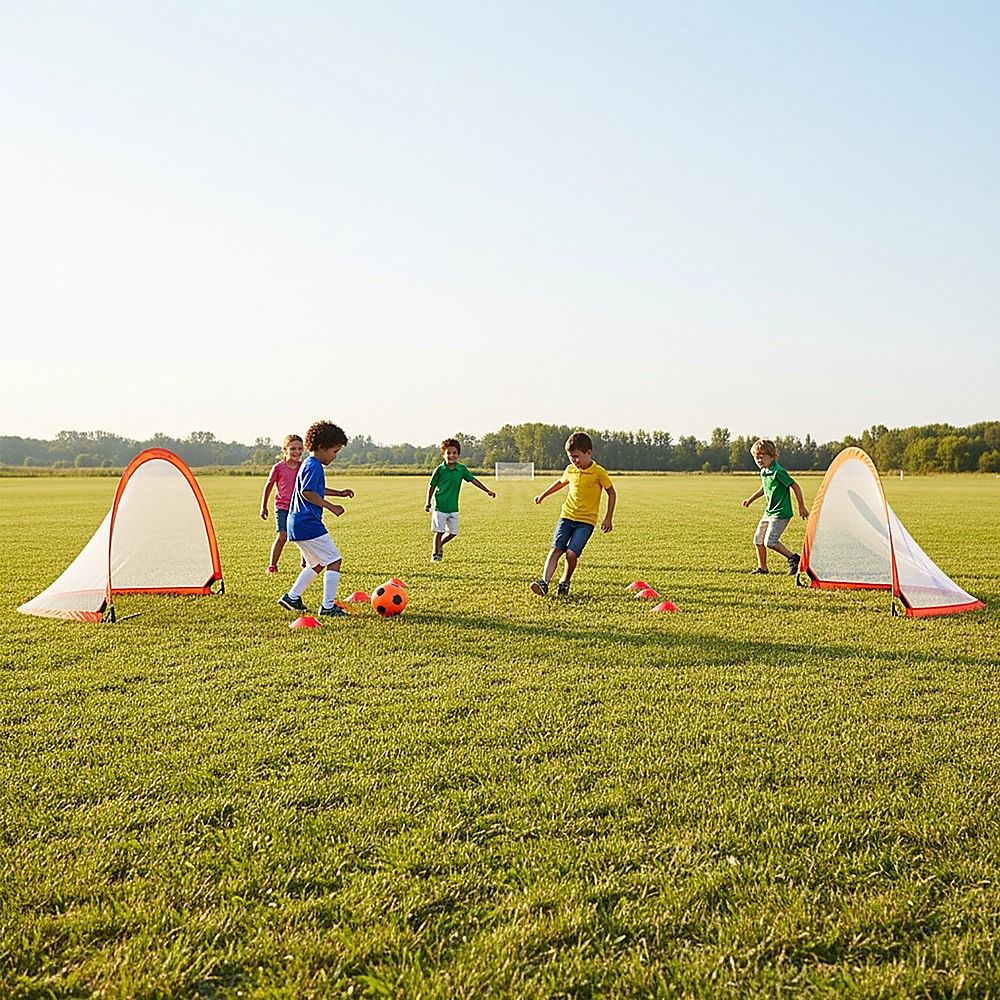 Kids Soccer Goals Set Portable 2 Pop Up Soccer Goals Cones Goal Carry Bag