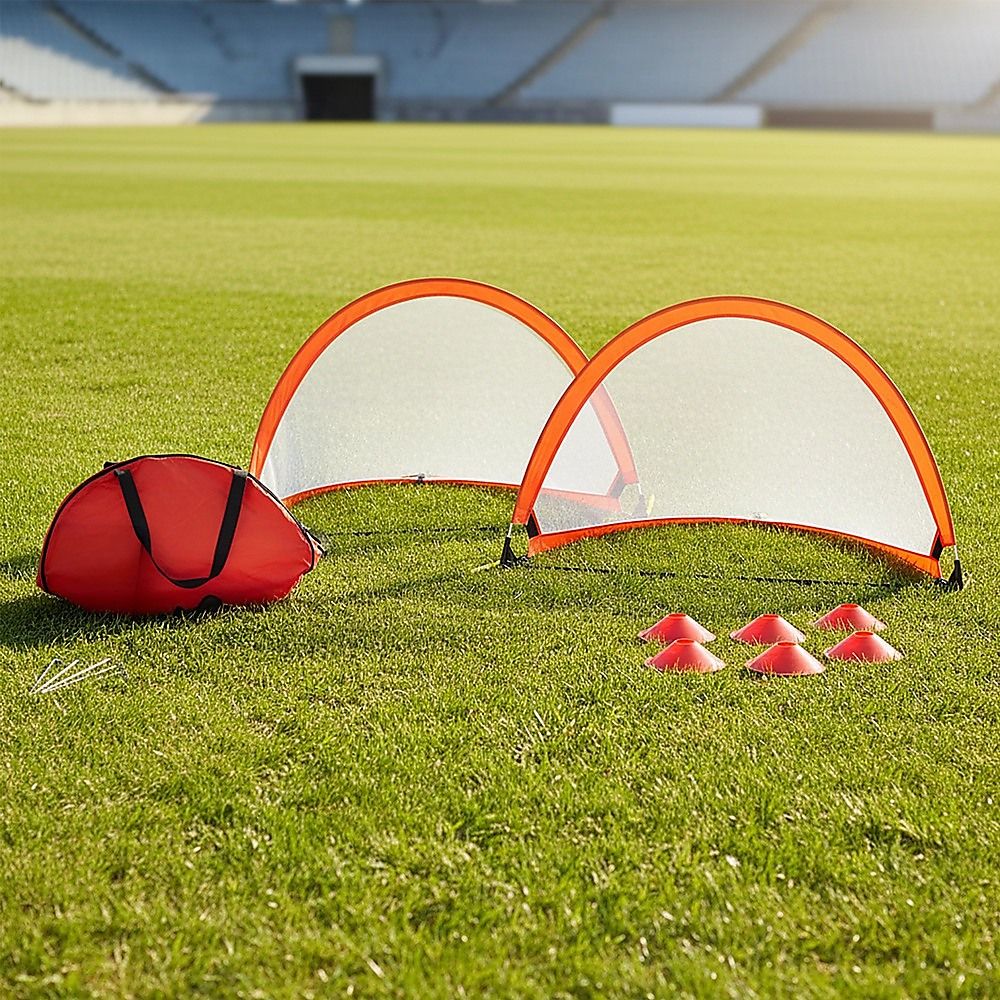 Kids Soccer Goals Set Portable 2 Pop Up Soccer Goals Cones Goal Carry Bag