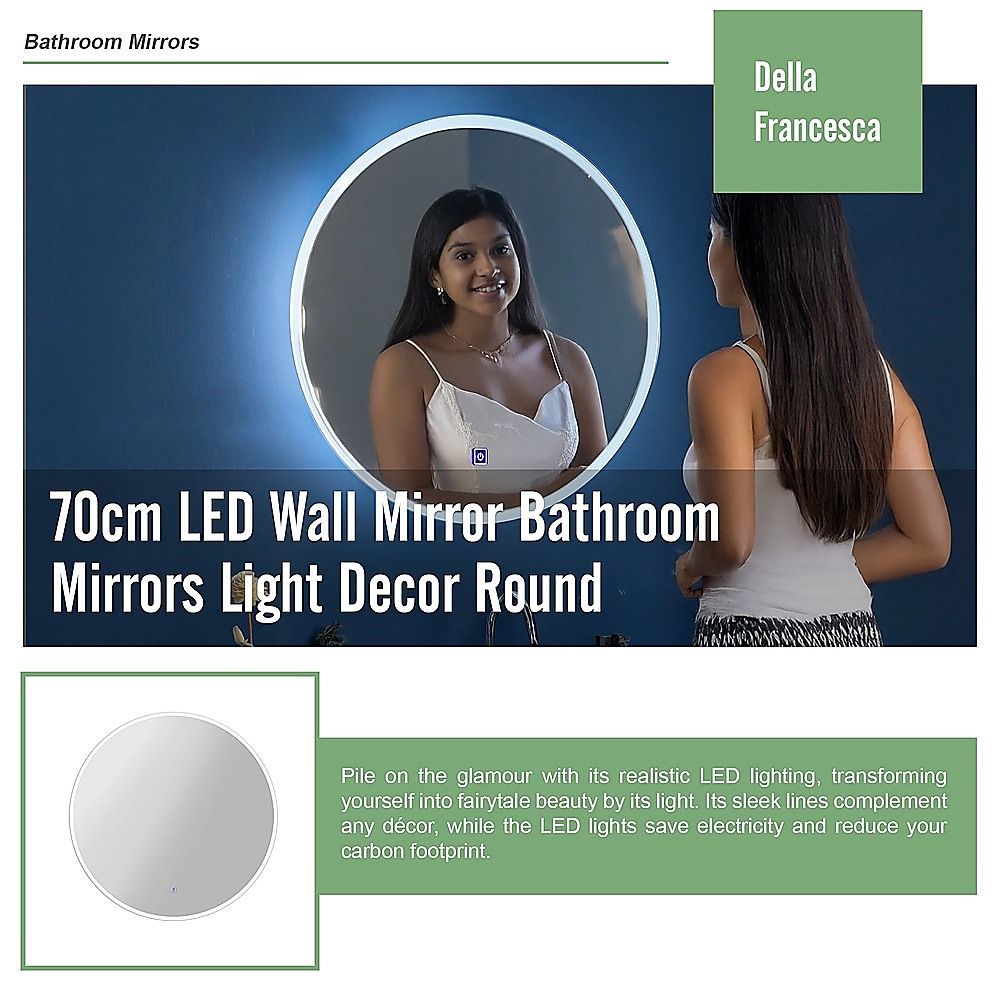LED Wall Mirror 70cm Round Bathroom Mirror with Light