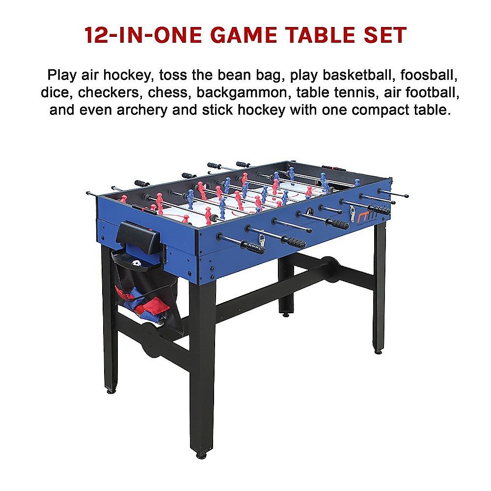 Games Table 4FT 12-in-1 Combo Foosball Soccer Basketball Hockey Pool Tennis