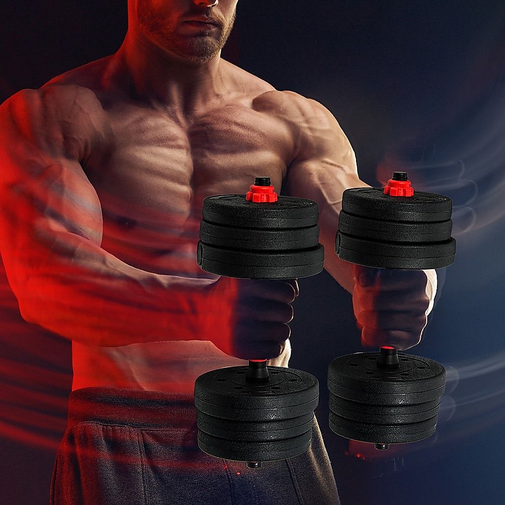 Dumbbell Set Adjustable 20kg Rubber Barbell Home Gym Exercise Weights