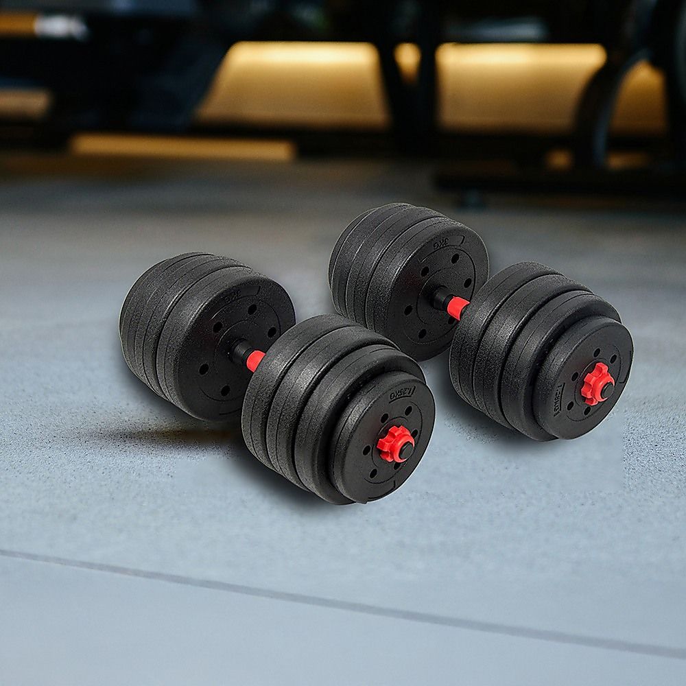 Dumbbell Set Adjustable 30kg Rubber Barbell Home Gym Exercise Weights