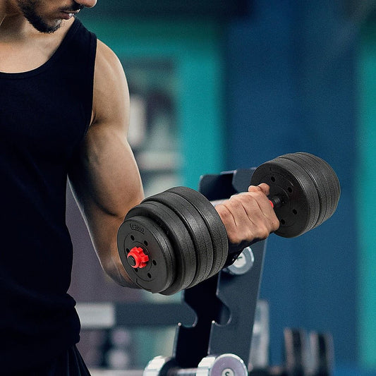 Dumbbell Set Adjustable 40kg Rubber Barbell Home Gym Exercise Weights