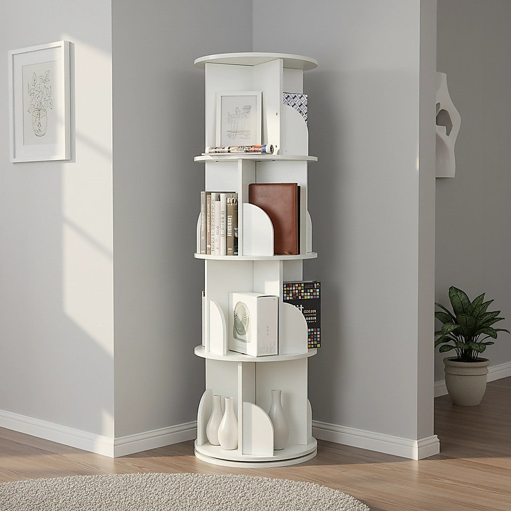 Display Shelf 4 Tier 360-Degree Rotating Bookcase Organiser