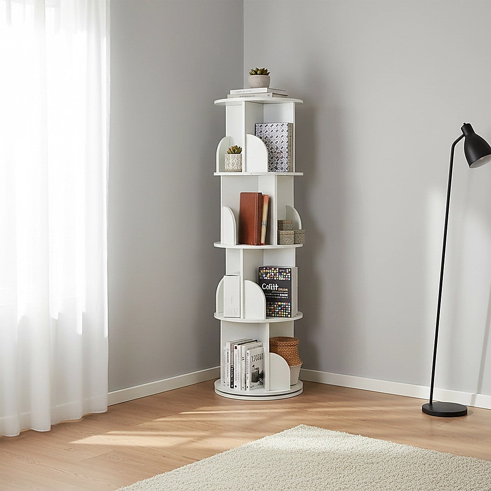 Display Shelf 4 Tier 360-Degree Rotating Bookcase Organiser