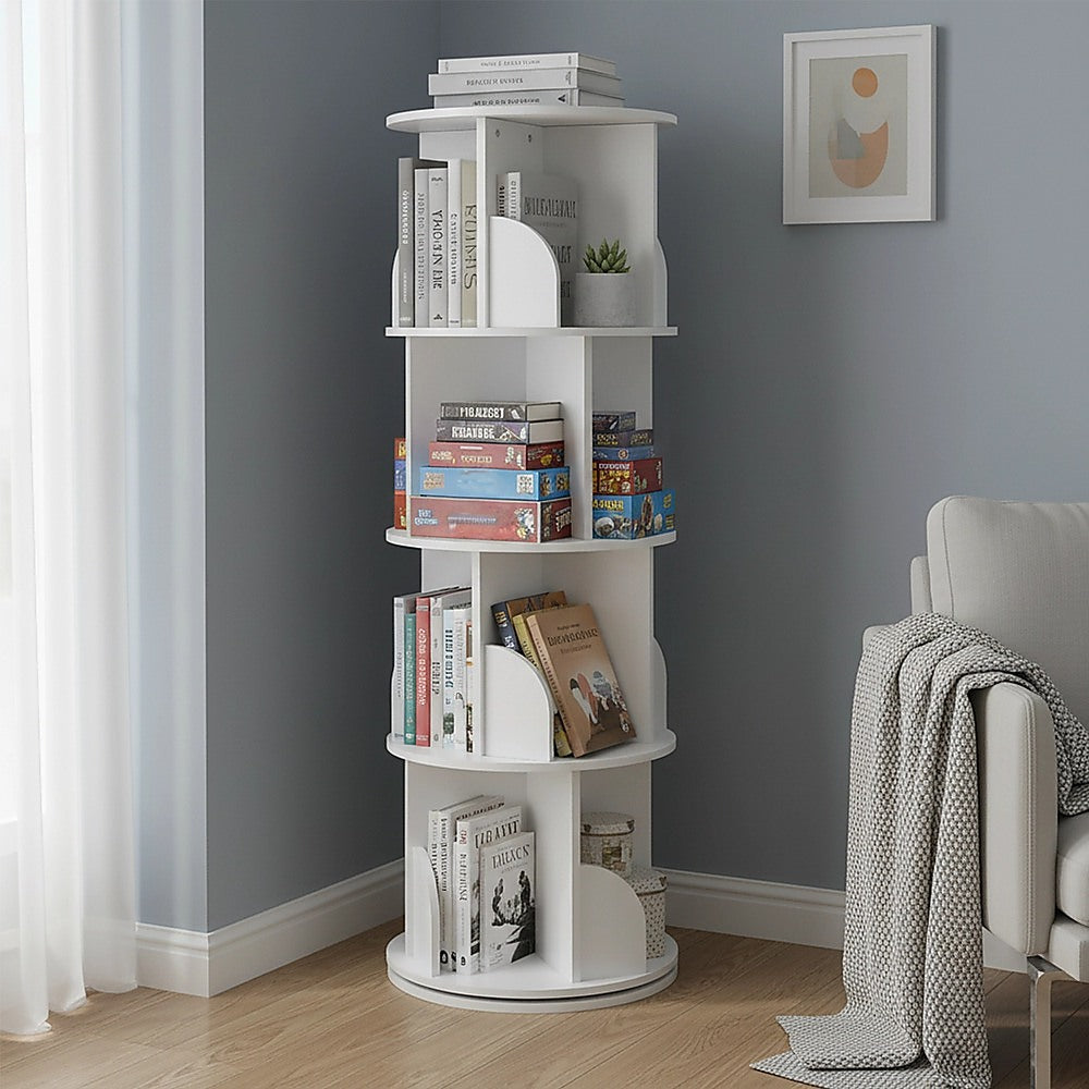 Display Shelf 4 Tier 360-Degree Rotating Bookcase Organiser