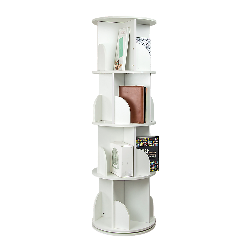 Display Shelf 4 Tier 360-Degree Rotating Bookcase Organiser