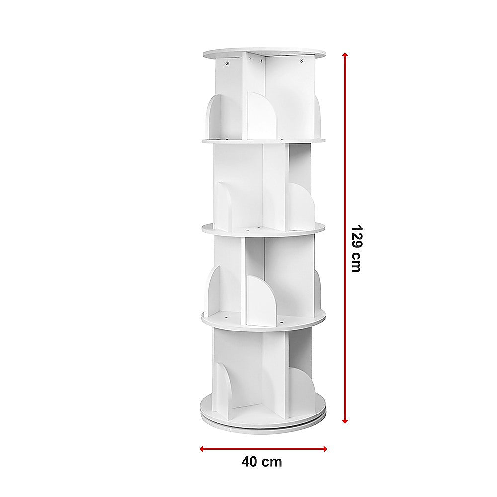 Display Shelf 4 Tier 360-Degree Rotating Bookcase Organiser