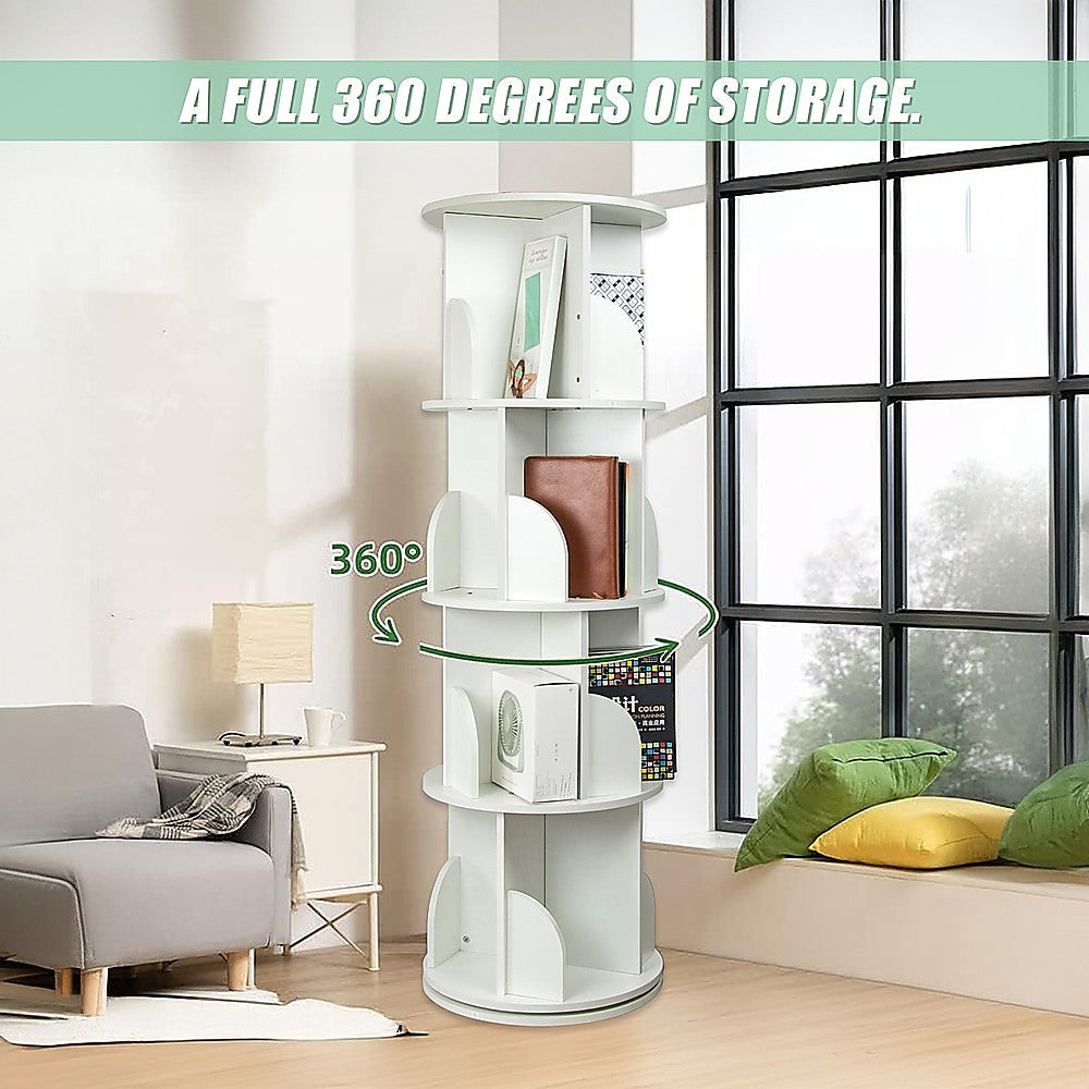 Display Shelf 4 Tier 360-Degree Rotating Bookcase Organiser