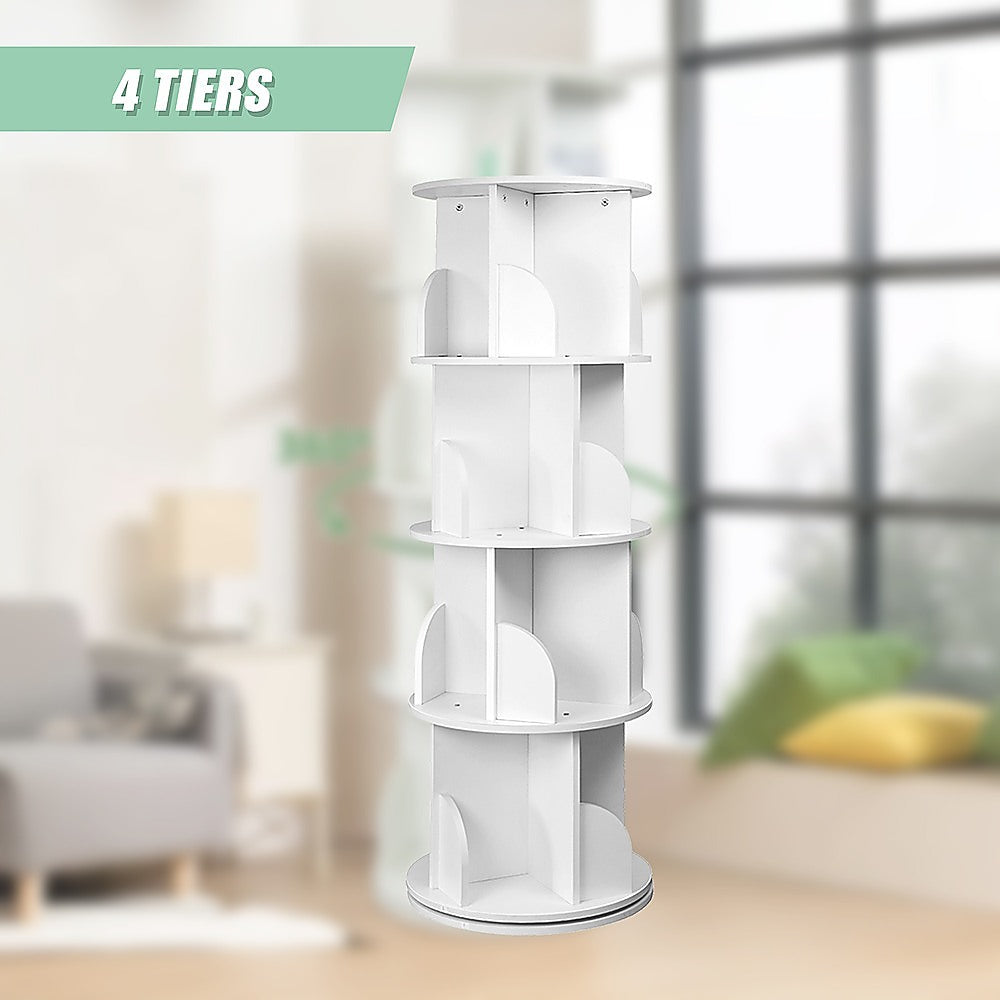 Display Shelf 4 Tier 360-Degree Rotating Bookcase Organiser