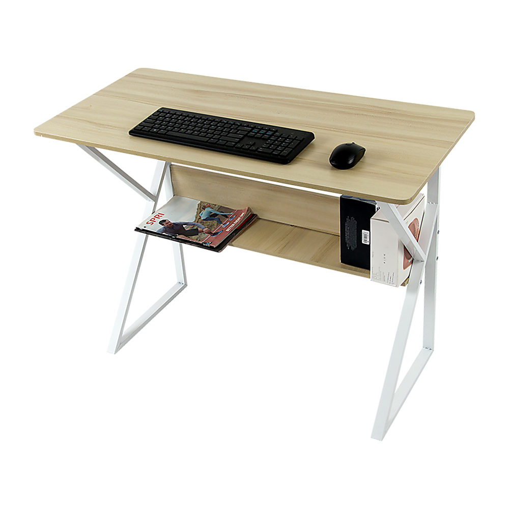 Computer Desk Wood & Metal with Shelf Home Office Furniture