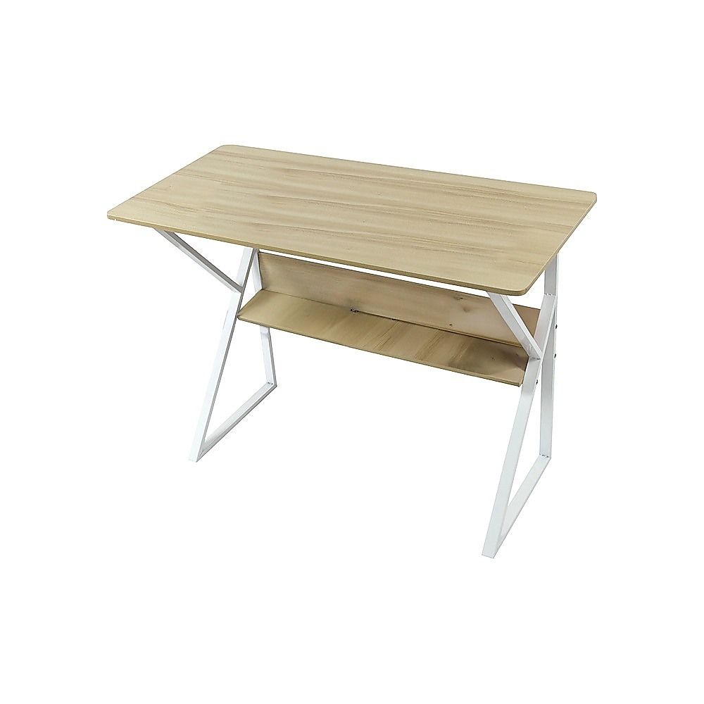 Computer Desk Wood & Metal with Shelf Home Office Furniture