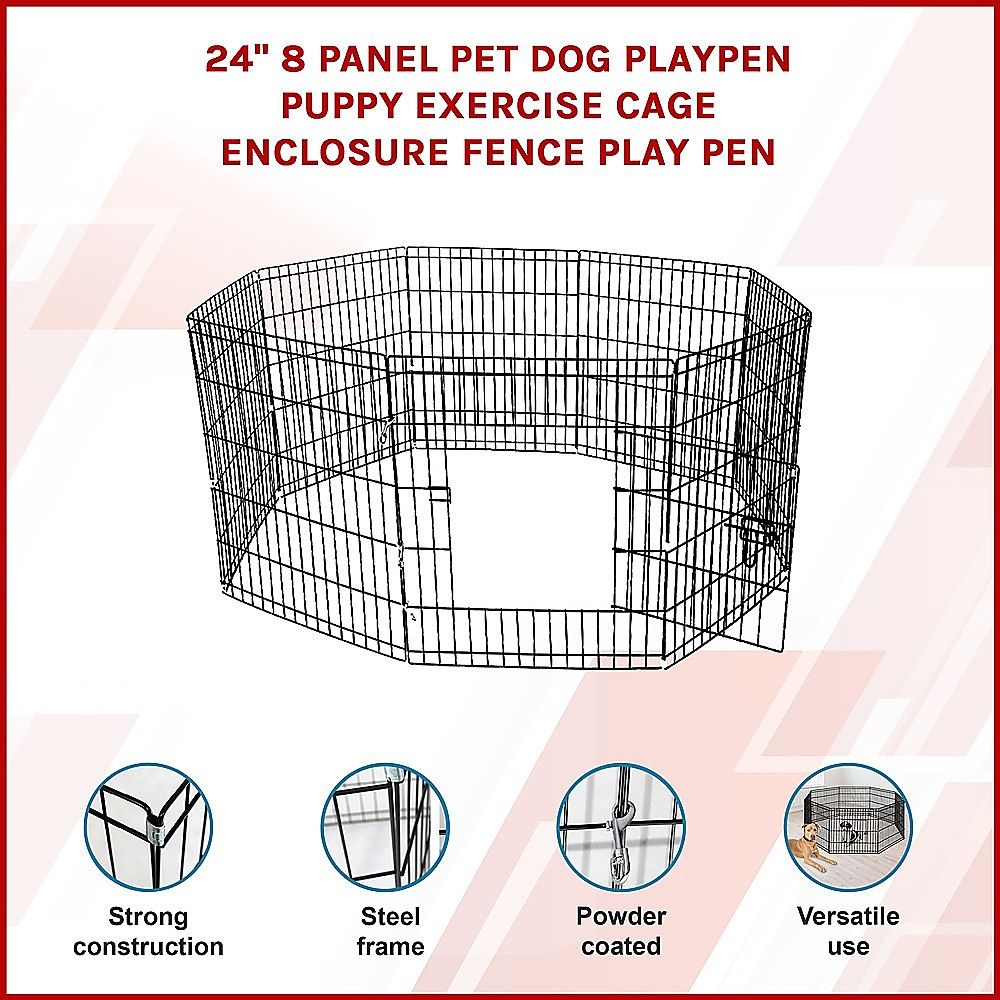 Pet Dog Playpen 24" 8 Panel Puppy Exercise Cage Enclosure Fence