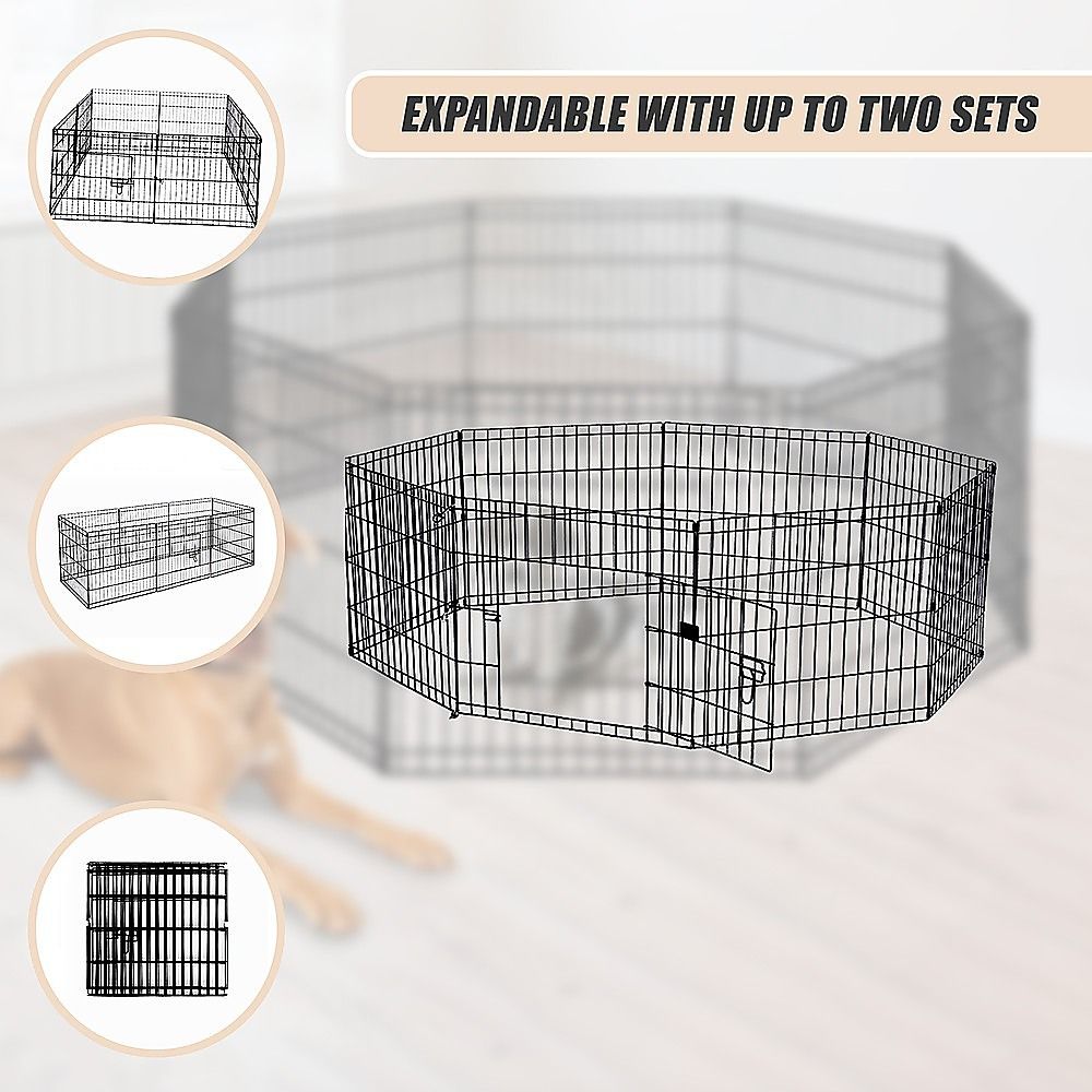 Pet Dog Playpen 24" 8 Panel Puppy Exercise Cage Enclosure Fence
