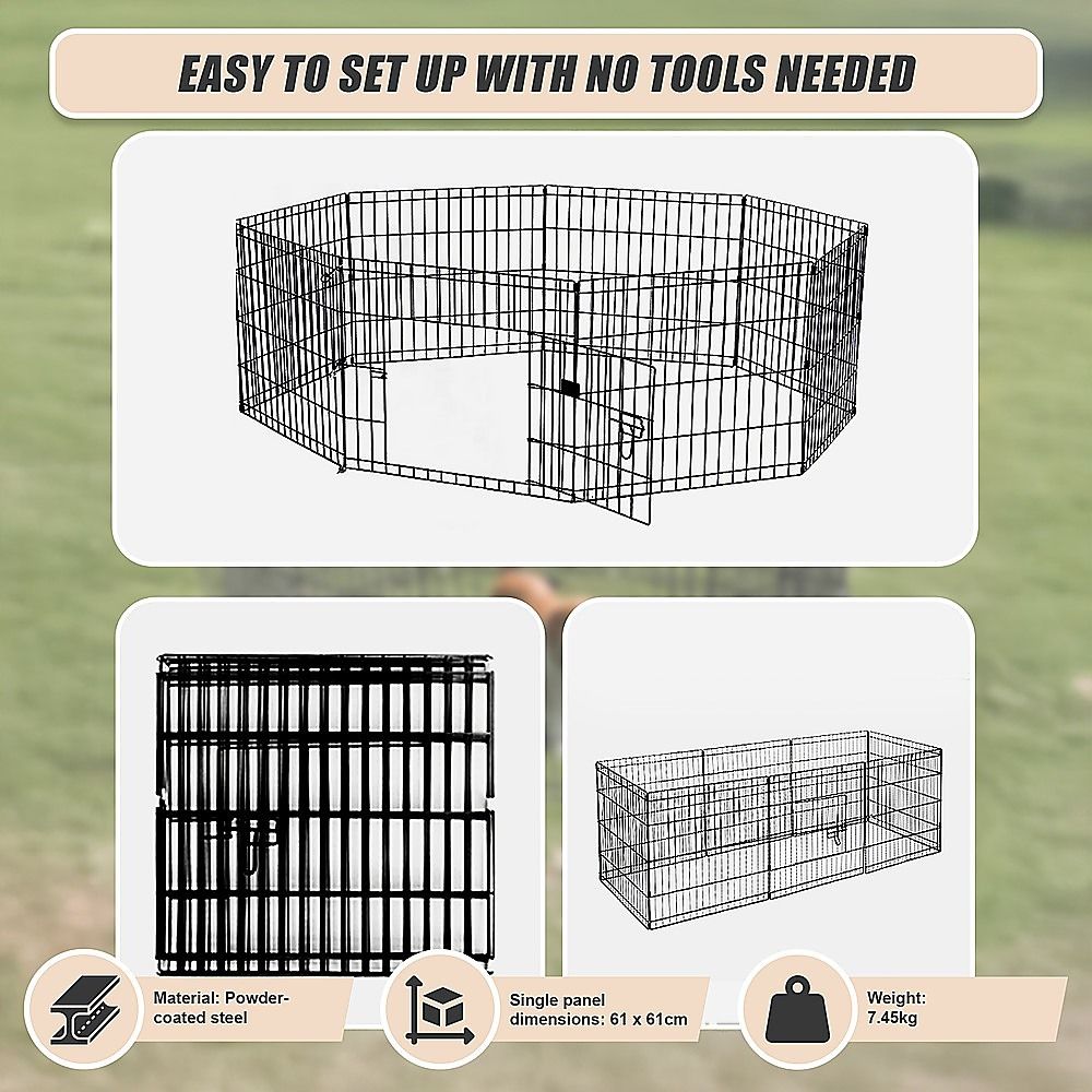 Pet Dog Playpen 24" 8 Panel Puppy Exercise Cage Enclosure Fence