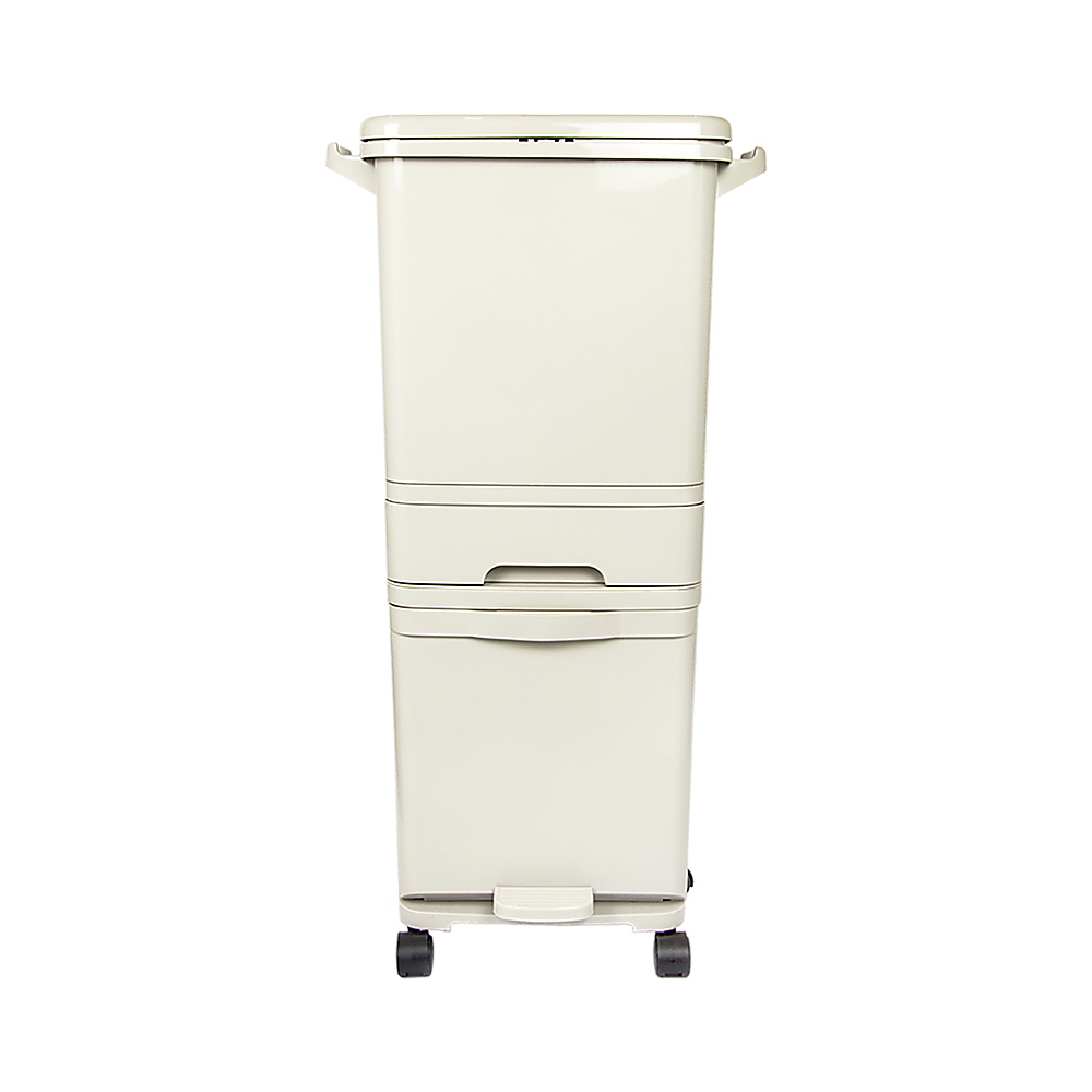 Rubbish Bin 42L Waste Trash Can Pedal Recycling Kitchen Wheel 2 Compartment