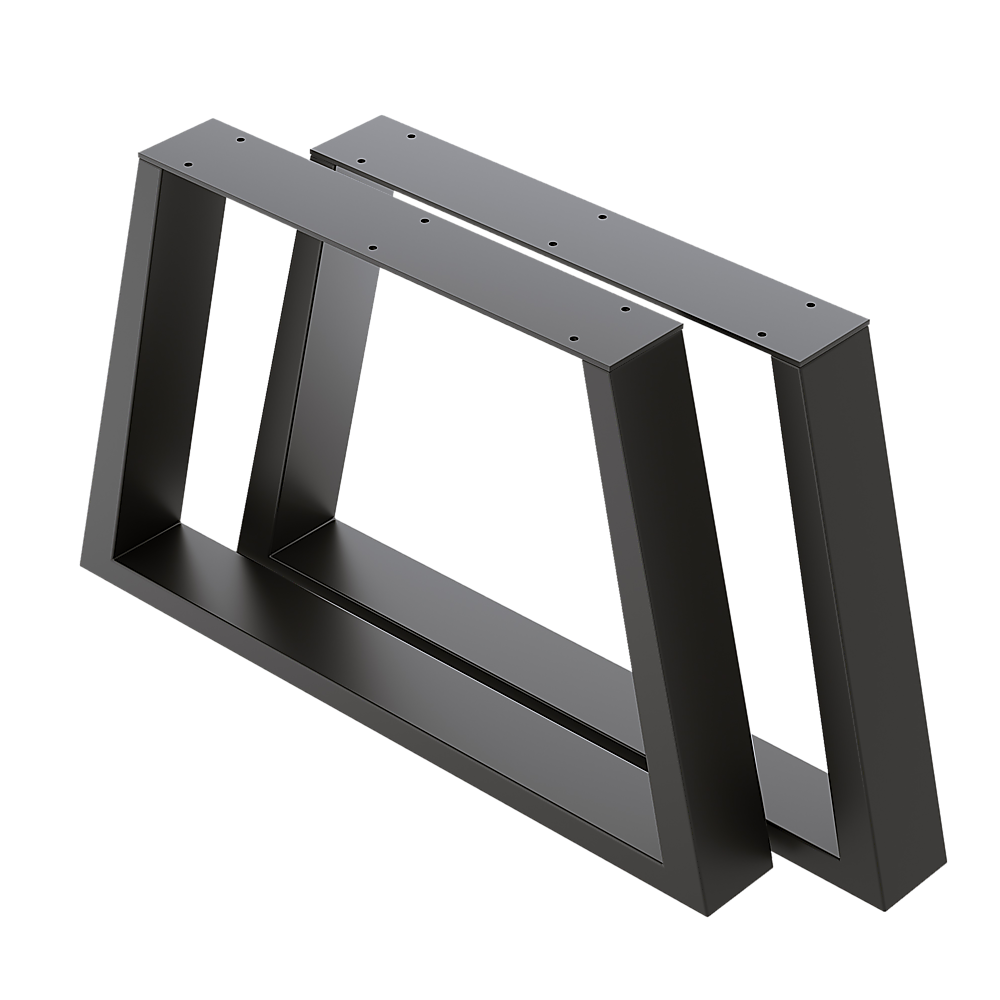 Table Bench Desk Legs Trapezium Shaped Retro Industrial Design Fully Welded - Black