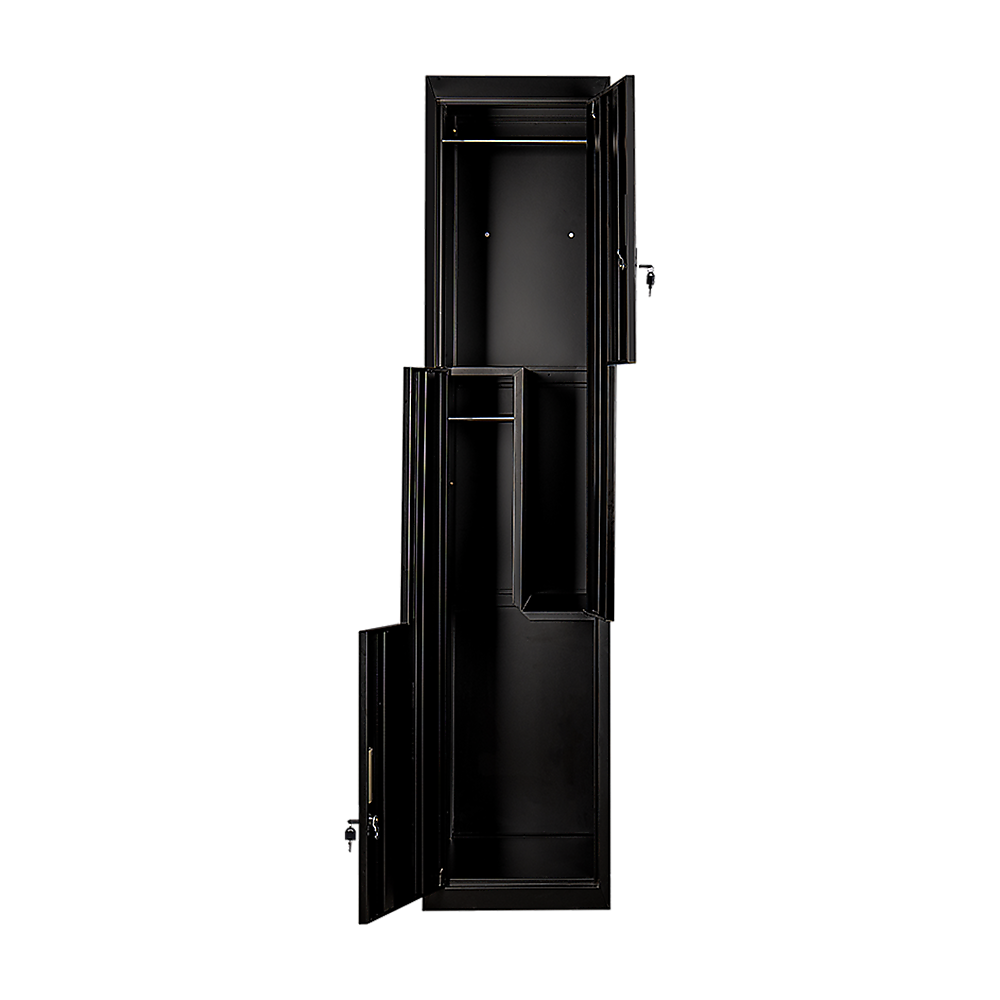 Two-Door L-Shaped Office Gym Shed Storage Lockers - Black