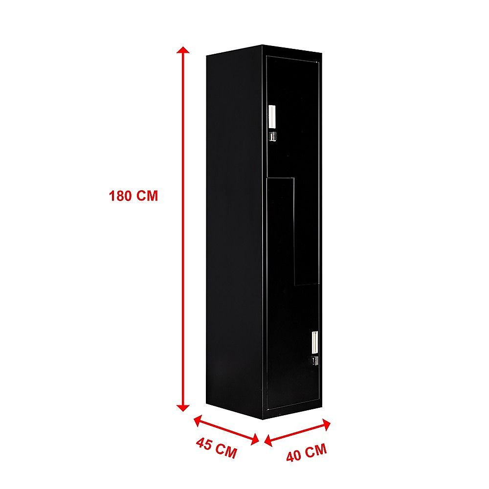 Two-Door L-Shaped Office Gym Shed Storage Lockers - Black